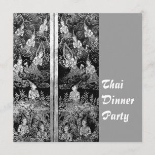 Thai Dinner Theme Party Invitation Silver Kaart