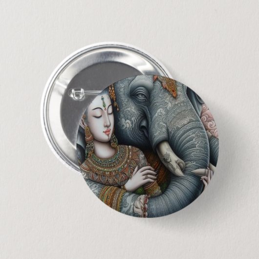 Thai Elephant Pin Ronde Button 5,7 Cm (Voorkant /achterkant)