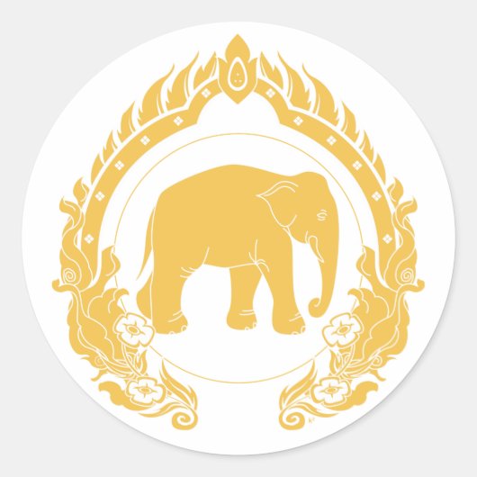 Thai Elephant Ronde Sticker (Voorkant)