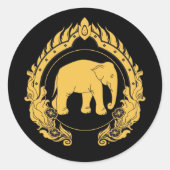 Thai Elephant Ronde Sticker (Voorkant)