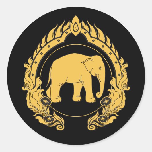 Thai Elephant Ronde Sticker (Voorkant)
