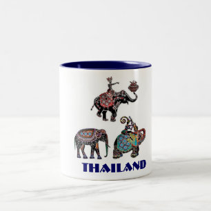 Thai Elephants Thailand Travel Souvenir Tweekleurige Koffiemok