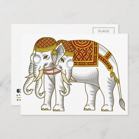 Thai Erawan White Elephant Briefkaart (Voorkant / Achterkant)