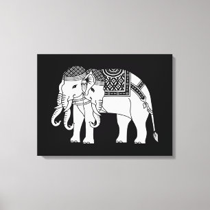 Thai Erawan White Elephant Canvas Afdruk
