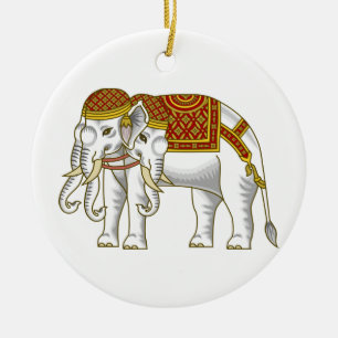 Thai Erawan White Elephant Keramisch Ornament