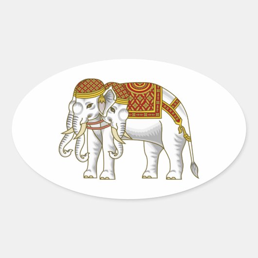 Thai Erawan White Elephant Ovale Sticker (Voorkant)