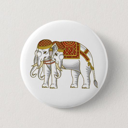 Thai Erawan White Elephant Ronde Button 5,7 Cm (Voorkant)
