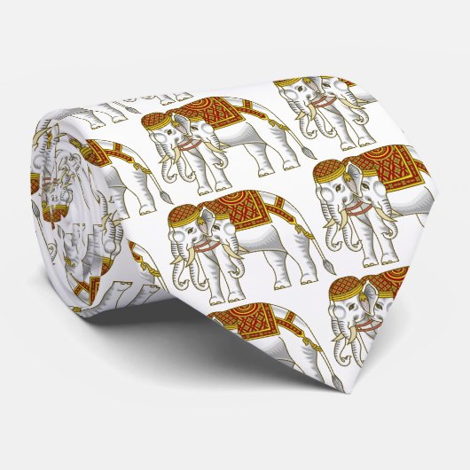 Thai Erawan White Elephant Stropdas (Opgerold)