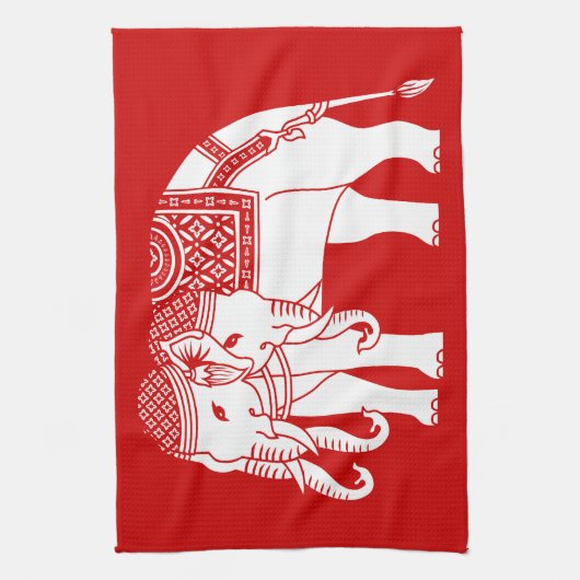 Thai Erawan White Elephant Theedoek (Verticaal)