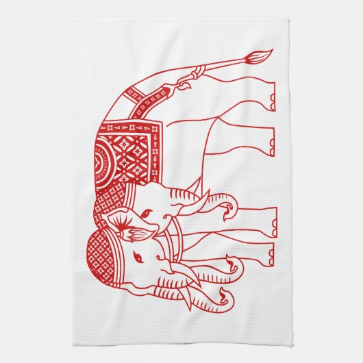 Thai Erawan White Elephant Theedoek (Verticaal)