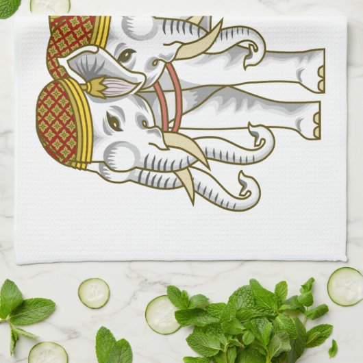 Thai Erawan White Elephant Theedoek (Gevouwen)