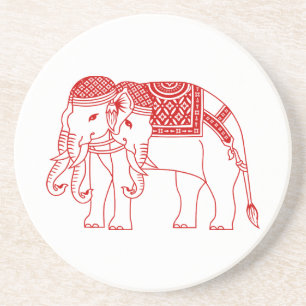 Thai Erawan White Elephant Zandsteen Onderzetter