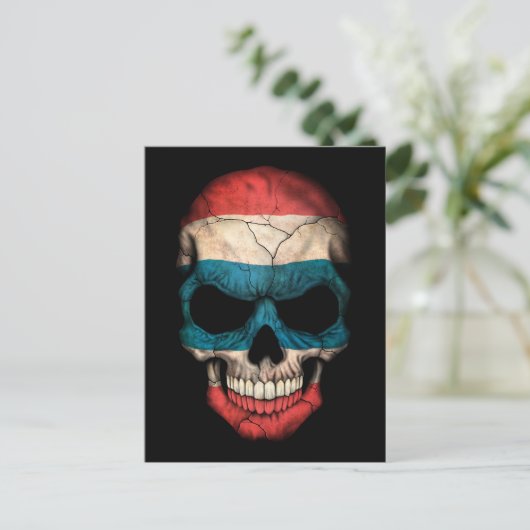 Thai Flag Skull op Black Briefkaart (Staand voorkant)