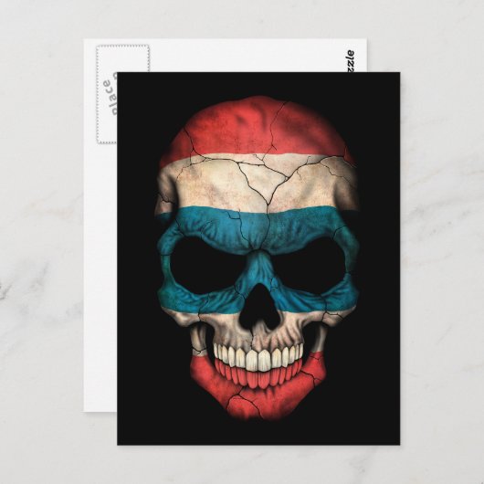 Thai Flag Skull op Black Briefkaart (Voorkant / Achterkant)