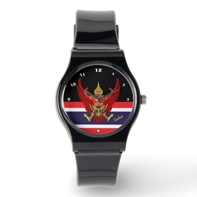 Thai Flag Watch, Garuda, Thailand mode / sport Horloge (Voorkant)