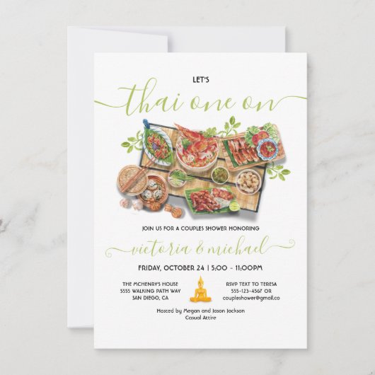 Thai Food Rehearsal Dinner Couples Shower Kaart (Voorkant)