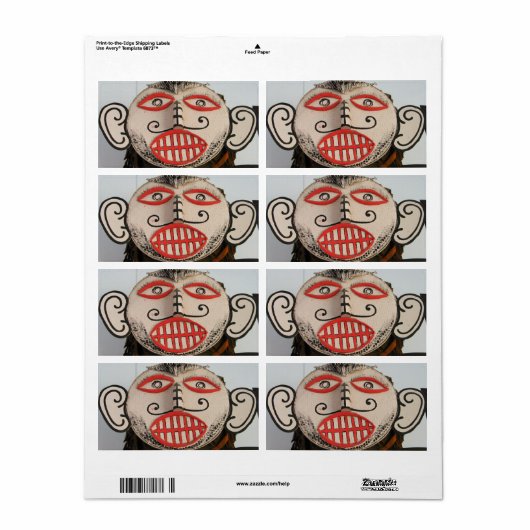 Thai Ghost Face, Phi Ta Khon Mask Festival, Loei Etiket (Full Sheet)