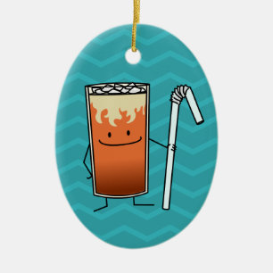 Thai Iced Tea & Bendy Straw Happy Drink Thailand Keramisch Ornament