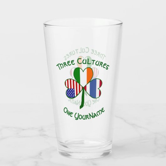 Thai Irish American Flags Shamrock Personalized Glas (Achterkant)
