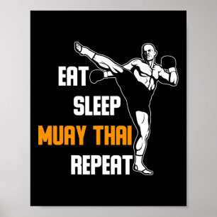 Thai Kickboksen Vechtkunst Vechter Cadeau Muay Tha Poster
