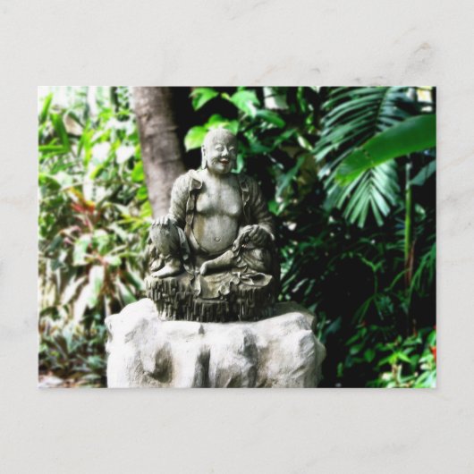 Thai Laughing Buddha in tuin Briefkaart (Voorkant)