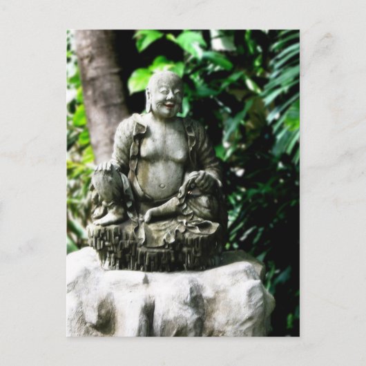 Thai Laughing Buddha in tuin Briefkaart (Voorkant)