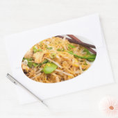 Thai Lo Mein Noodle Roerbak Ovale Sticker (Envelop)