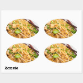 Thai Lo Mein Noodle Roerbak Ovale Sticker (Vel)