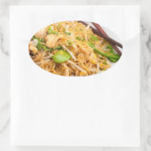 Thai Lo Mein Noodle Roerbak Ovale Sticker (Tas)