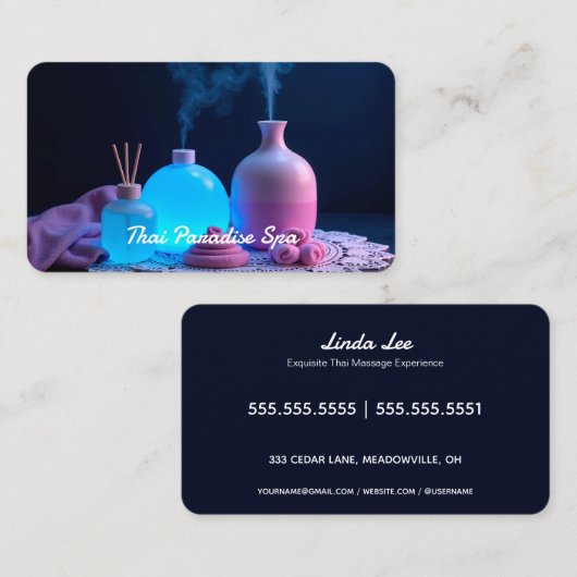 Thai Massage Neon Visitekaartje (Voorkant / Achterkant)