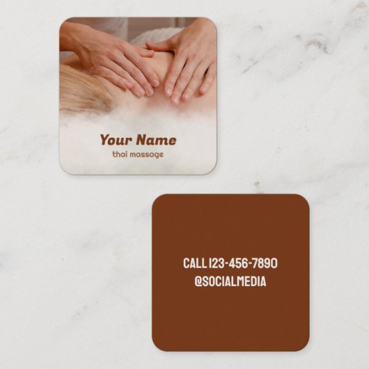 Thai Massage Vierkante Visitekaartje (Voorkant / Achterkant)