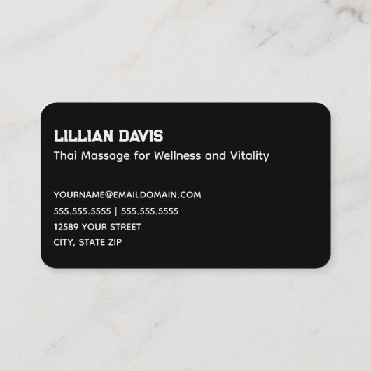 Thai Massage Visitekaartje (Achterkant)