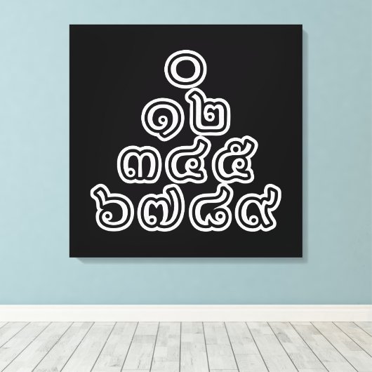 Thai Nummers piramid ♦ Thai Taalscript ♦ Canvas Afdruk (Insitu (Houten vloer))