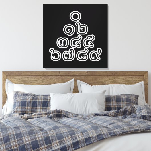 Thai Nummers piramid ♦ Thai Taalscript ♦ Canvas Afdruk (Insitu (Slaapkamer))