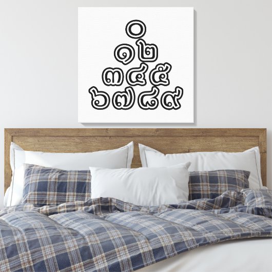 Thai Nummers piramid ♦ Thai Taalscript ♦ Canvas Afdruk (Insitu (Slaapkamer))