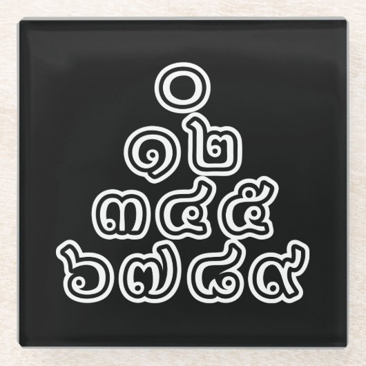 Thai Nummers piramid ♦ Thai Taalscript ♦ Glazen Onderzetter (Voorkant)