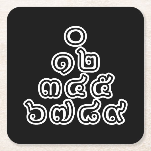 Thai Nummers piramid ♦ Thai Taalscript ♦ Kartonnen Onderzetters (Voorkant)