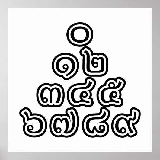 Thai Nummers piramid ♦ Thai Taalscript ♦ Poster (Voorkant)