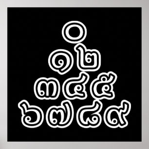 Thai Nummers piramid ♦ Thai Taalscript ♦ Poster