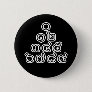 Thai Nummers piramid ♦ Thai Taalscript ♦ Ronde Button 5,7 Cm