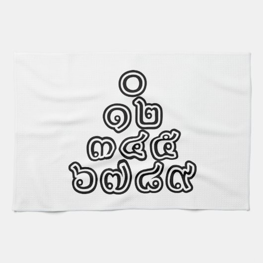 Thai Nummers piramid ♦ Thai Taalscript ♦ Theedoek (Horizontaal)