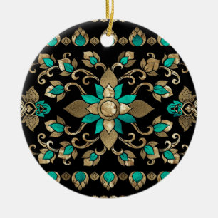 Thai Ornament - Gold en Blauwgroen