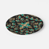 Thai Ornament - Gold en Blauwgroen Papieren Bordje (Gekanteld)