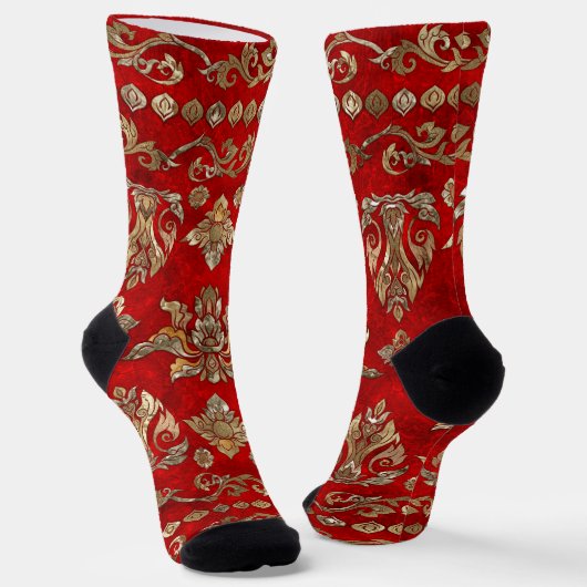 Thai Ornament - Gold en Red Sokken (Gebogen)