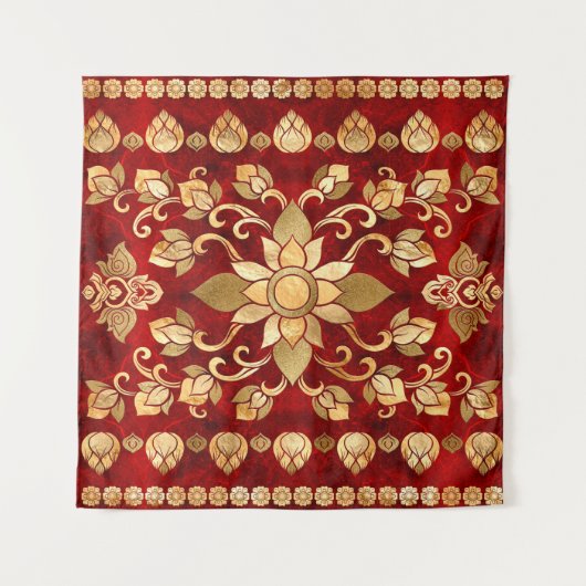 Thai Ornament - Gold en Red Wandkleed (Voorkant)