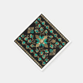 Thai Ornament - Goud en Blauwgroen Servet (Hoek)