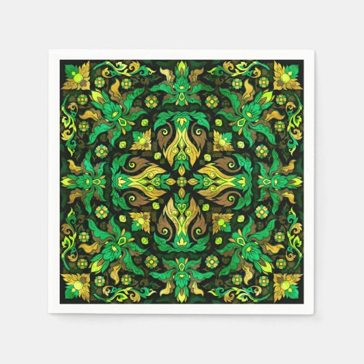 Thai Ornament - Goud en groen Servet (Voorkant)