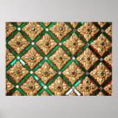 Thai pattern inside wall of Thai templethailand a Poster (Voorkant)
