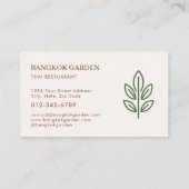 Thai Restaurant Catering Service Photo Visitekaartje (Achterkant)