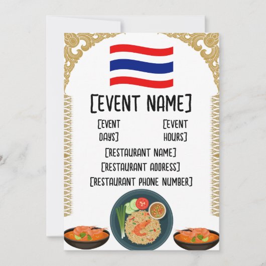Thai Restaurant-evenementen en -introducties Kaart (Voorkant)